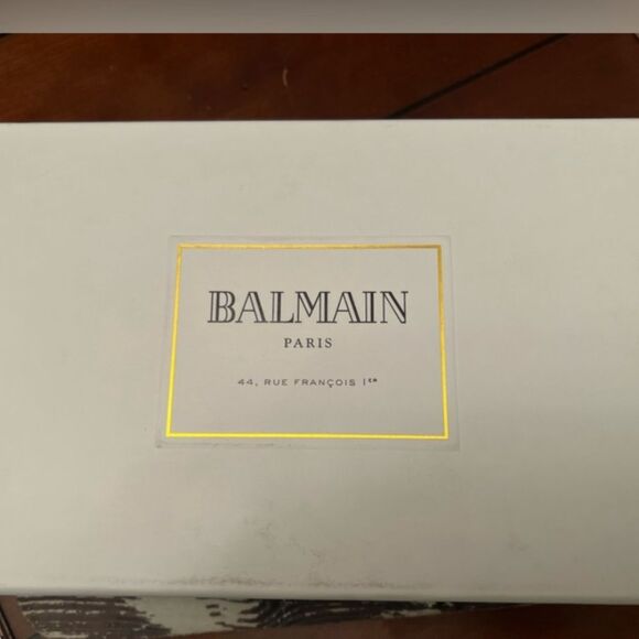 *Balmain* PRISTINE Leather Trimmed Pink Jacquard Canvas Monogram Crossbody - Picture 12 of 13